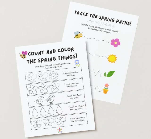 Spring Activity Bundle for Preschool – 5 Fun Learning Worksheets